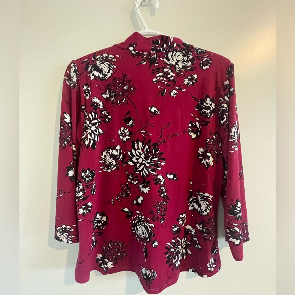 Adrienne Vittadini Floral 3/4 Sleeve Top Size Large - Picture 3 of 6